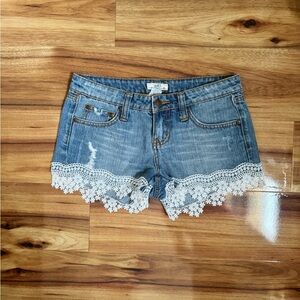 Custom hand stitched lace shorts